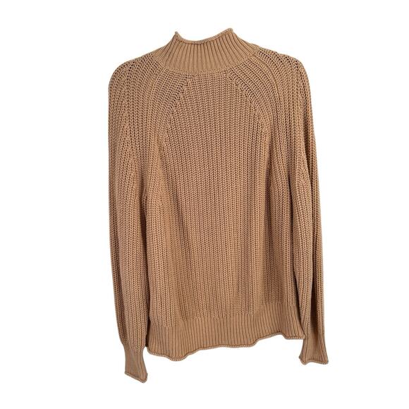 J Crew Relaxed Rollneck Sweater 100% Cotton Sandy Beach Tan Capsole Womens Large - Picture 7 of 7